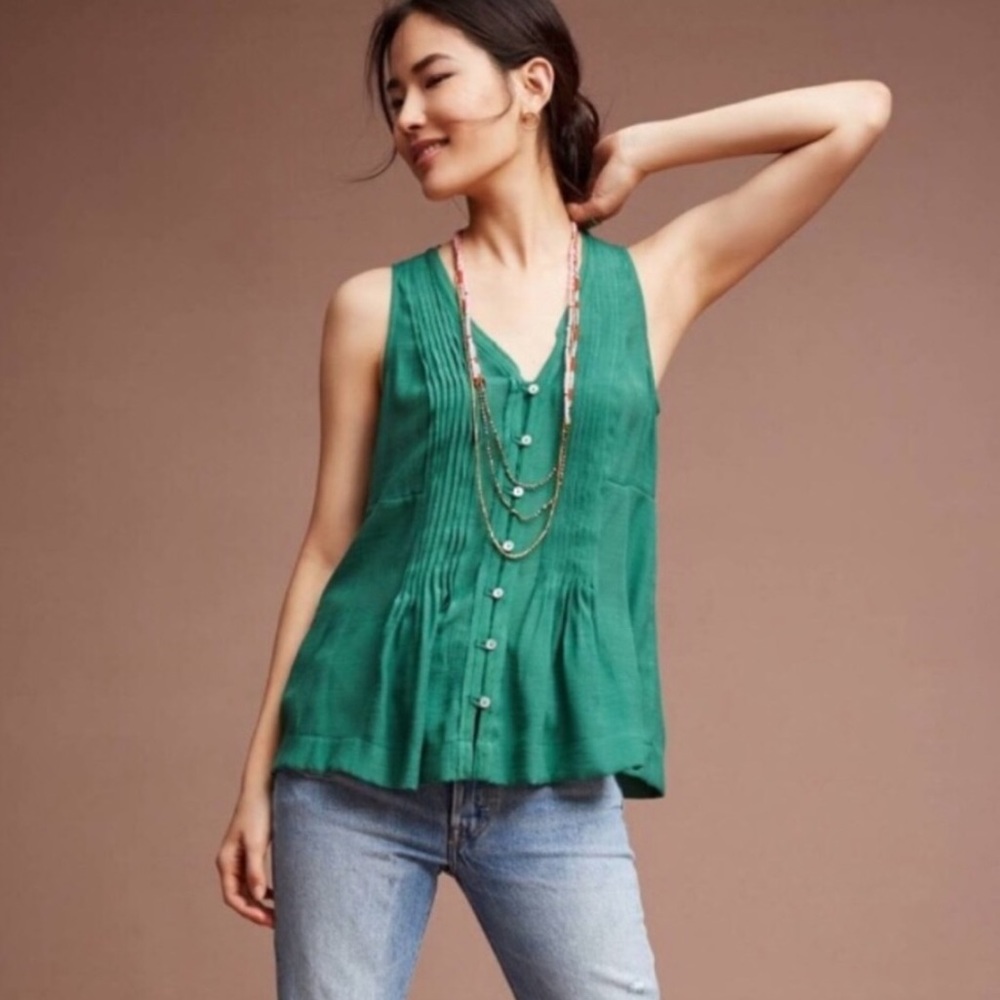 Anthropologie Maeve Green Tank Top Size XS